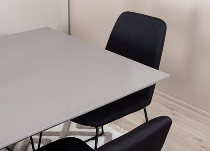 Venture Home Muce & Piazza Matstolar 2-pack Svart + Rektangulära Matbord 180 x 90 Svart