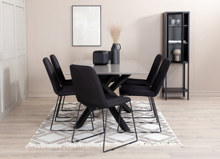 Venture Home Muce & Piazza Matstolar 2-pack Svart + Rektangulära Matbord 180 x 90 Svart