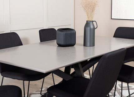 Venture Home Muce & Piazza Matstolar 2-pack Svart + Rektangulära Matbord 180 x 90 Svart