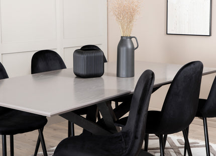Venture Home Polar & Piazza Matstolar 2-pack Svart + Rektangulära Matbord 180 x 90 Svart