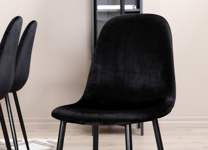 Venture Home Polar & Piazza Matstolar 2-pack Svart + Rektangulära Matbord 180 x 90 Svart