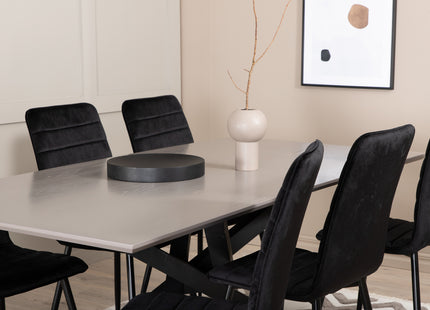 Venture Home Windu & Piazza Matstolar 2-pack Svart + Rektangulära Matbord 180 x 90 Svart