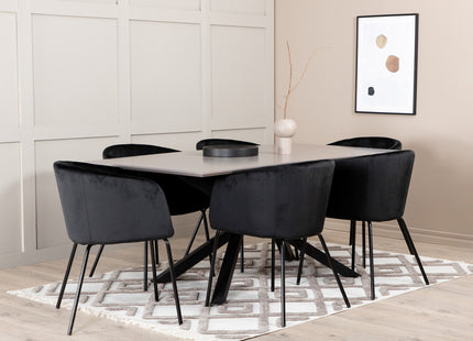 Venture Home Berit & Piazza Matstolar Svart + Rektangulära Matbord 180 x 90 Svart