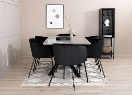 Venture Home Berit & Piazza Matstolar Svart + Rektangulära Matbord 180 x 90 Svart