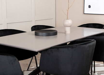 Venture Home Berit & Piazza Matstolar Svart + Rektangulära Matbord 180 x 90 Svart