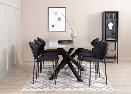 Venture Home Vault & Piazza Matstolar 2-pack Svart + Rektangulära Matbord 180 x 90 Svart
