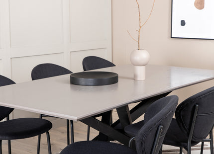 Venture Home Vault & Piazza Matstolar 2-pack Svart + Rektangulära Matbord 180 x 90 Svart