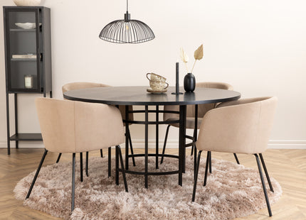 Furniture Fashion & Venture Home Copenhagen & Berit Runda Matbord ⌀140 Svart + Matstolar Beige