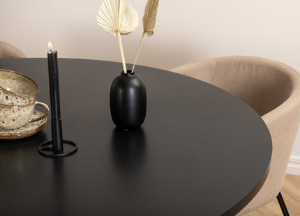 Furniture Fashion & Venture Home Copenhagen & Berit Runda Matbord ⌀140 Svart + Matstolar Beige