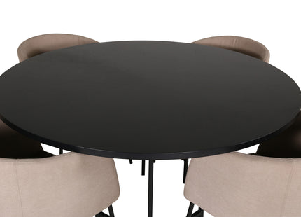 Furniture Fashion & Venture Home Copenhagen & Berit Runda Matbord ⌀140 Svart + Matstolar Beige