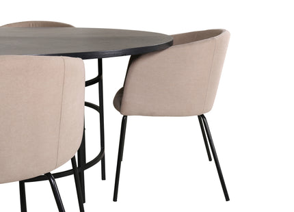 Furniture Fashion & Venture Home Copenhagen & Berit Runda Matbord ⌀140 Svart + Matstolar Beige