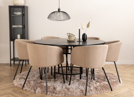 Furniture Fashion & Venture Home Copenhagen & Berit Runda Matbord ⌀140 Svart + Matstolar Beige