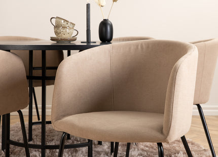 Furniture Fashion & Venture Home Copenhagen & Berit Runda Matbord ⌀140 Svart + Matstolar Beige