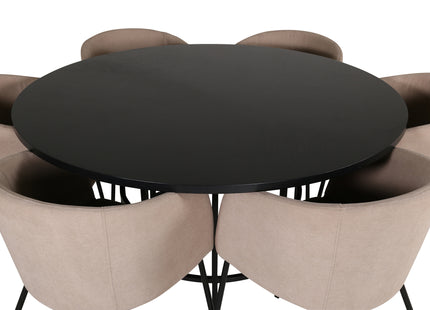 Furniture Fashion & Venture Home Copenhagen & Berit Runda Matbord ⌀140 Svart + Matstolar Beige