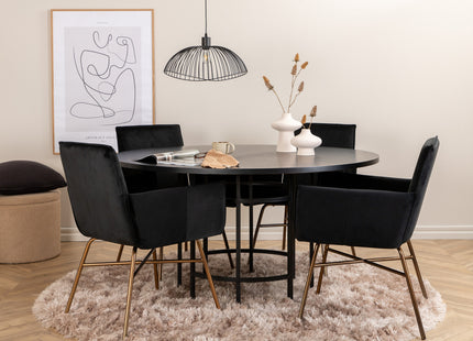 Furniture Fashion & Venture Home Copenhagen & Petra Runda Matbord ⌀140 Svart + Matstolar Svart
