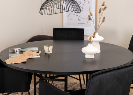 Furniture Fashion & Venture Home Copenhagen & Petra Runda Matbord ⌀140 Svart + Matstolar Svart