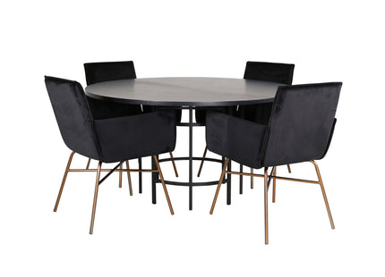 Furniture Fashion & Venture Home Copenhagen & Petra Runda Matbord ⌀140 Svart + Matstolar Svart