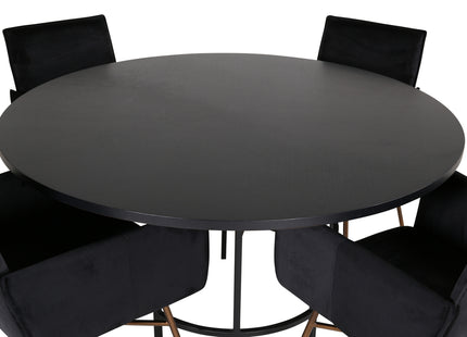 Furniture Fashion & Venture Home Copenhagen & Petra Runda Matbord ⌀140 Svart + Matstolar Svart