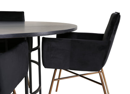 Furniture Fashion & Venture Home Copenhagen & Petra Runda Matbord ⌀140 Svart + Matstolar Svart