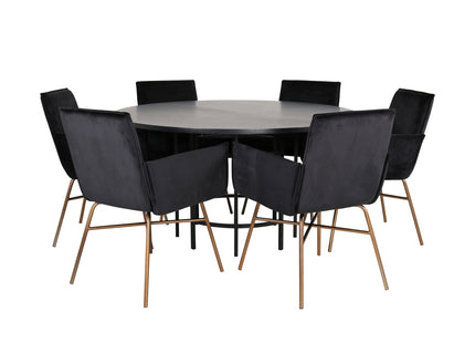 Furniture Fashion & Venture Home Copenhagen & Petra Runda Matbord ⌀140 Svart + Matstolar Svart