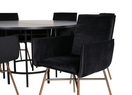 Furniture Fashion & Venture Home Copenhagen & Petra Runda Matbord ⌀140 Svart + Matstolar Svart