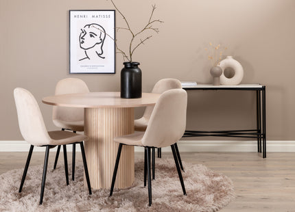 Venture Home Bianca & Polar Runda Matbord ⌀110 Whitewash + Matstolar 2-pack Beige