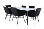 Venture Home Jimmy & Petra Rektangulära Matbord 195 x 90 Vit + Matstolar Svart