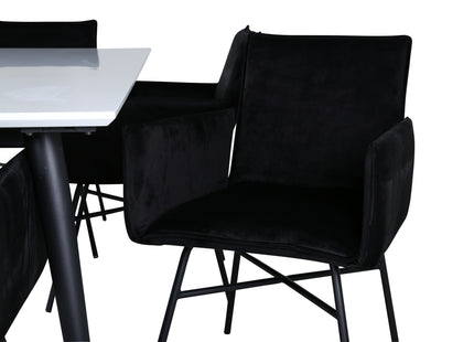 Venture Home Jimmy & Petra Rektangulära Matbord 195 x 90 Vit + Matstolar Svart