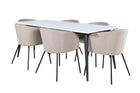 Venture Home Berit & Jimmy Matstolar Beige + Rektangulära Matbord 195 x 90 Vit