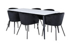 Venture Home Berit & Jimmy Matstolar Svart + Rektangulära Matbord 195 x 90 Vit