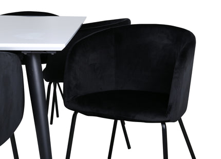 Venture Home Berit & Jimmy Matstolar Svart + Rektangulära Matbord 195 x 90 Vit
