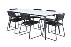 Venture Home Jimmy & Kenth Rektangulära Matbord 195 x 90 Vit + Matstolar 2-pack Svart