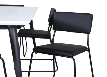 Venture Home Jimmy & Kenth Rektangulära Matbord 195 x 90 Vit + Matstolar 2-pack Svart