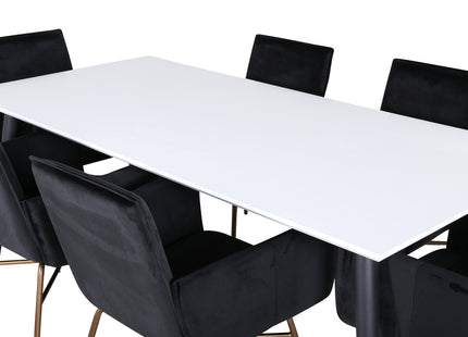 Venture Home Jimmy & Petra Rektangulära Matbord 195 x 90 Vit + Matstolar Svart