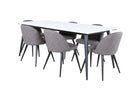 Venture Home Jimmy & Velvet Rektangulära Matbord 195 x 90 Vit + Matstolar 2-pack Grå