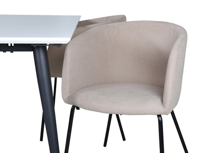 Venture Home Berit & Jimmy Matstolar Beige + Rektangulära Matbord 150 x 90 Vit