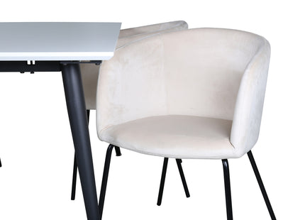 Venture Home Berit & Jimmy Matstolar Beige + Rektangulära Matbord 150 x 90 Vit