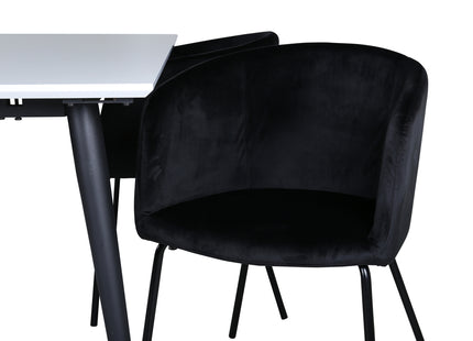 Venture Home Berit & Jimmy Matstolar Svart + Rektangulära Matbord 150 x 90 Vit