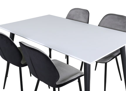 Venture Home Emma & Jimmy Matstolar 2-pack Grå + Rektangulära Matbord 150 x 90 Vit