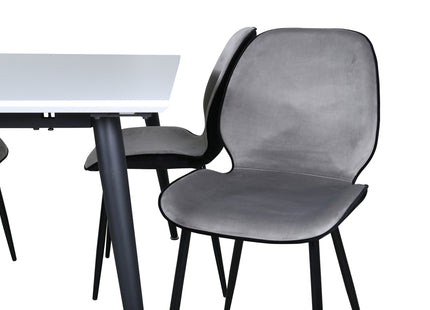 Venture Home Emma & Jimmy Matstolar 2-pack Grå + Rektangulära Matbord 150 x 90 Vit
