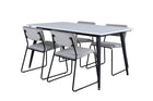 Venture Home Jimmy & Kenth Rektangulära Matbord 150 x 90 Vit + Matstolar 2-pack Grå