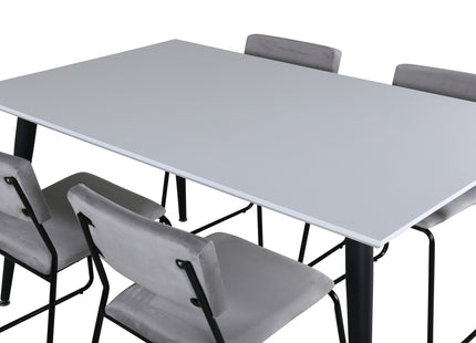 Venture Home Jimmy & Kenth Rektangulära Matbord 150 x 90 Vit + Matstolar 2-pack Grå