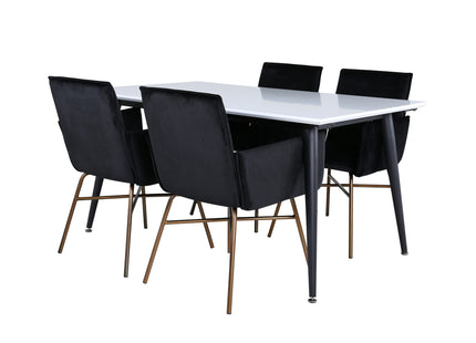 Venture Home Jimmy & Petra Rektangulära Matbord 150 x 90 Vit + Matstolar Svart