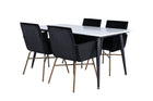 Venture Home Jimmy & Petra Rektangulära Matbord 150 x 90 Vit + Matstolar Svart