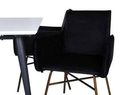 Venture Home Jimmy & Petra Rektangulära Matbord 150 x 90 Vit + Matstolar Svart