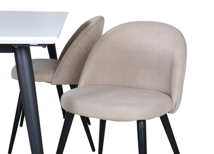 Venture Home Jimmy & Velvet Rektangulära Matbord 150 x 90 Vit + Matstolar 2-pack Beige
