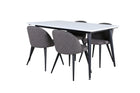Venture Home Jimmy & Velvet Rektangulära Matbord 150 x 90 Vit + Matstolar 2-pack Grå