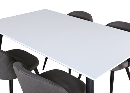 Venture Home Jimmy & Velvet Rektangulära Matbord 150 x 90 Vit + Matstolar 2-pack Grå