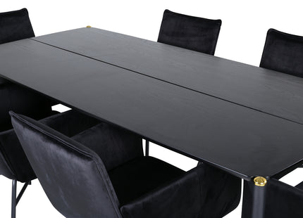 Venture Home Pelle & Petra Rektangulära Matbord 190 x 90 Svart + Matstolar Svart