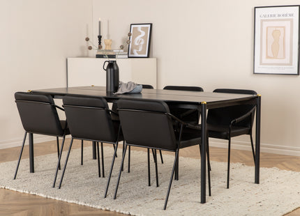 Venture Home Pelle & Tvist Rektangulära Matbord 190 x 90 Svart + Matstolar 2-pack Svart
